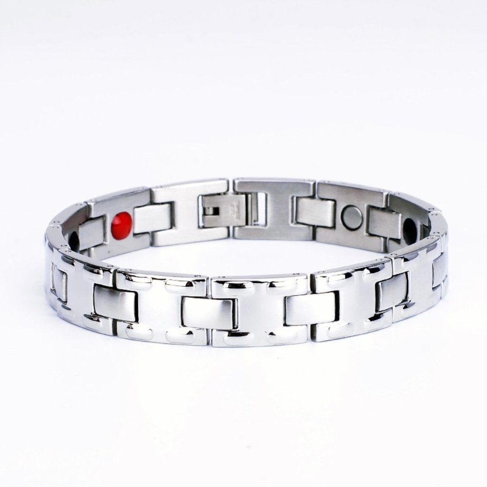 Energy Bracelet Stainless Steel Titanium Tungsten Silver Magnetic